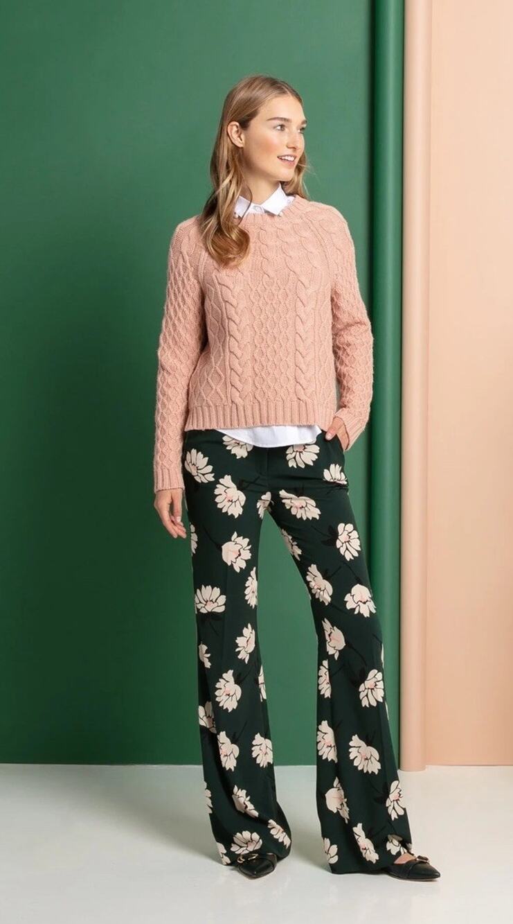 Pearl By Lela Rose Black Daisy Flower Print Wide Leg Pants 4